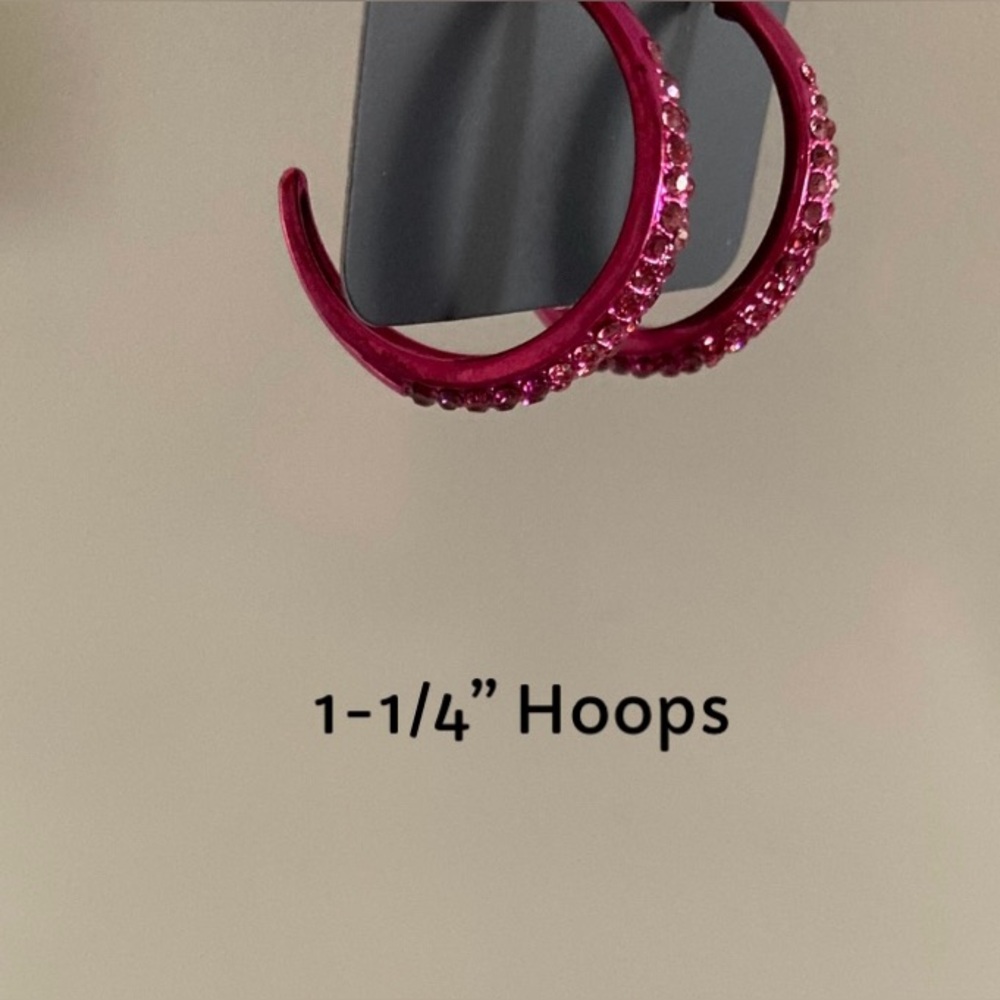 NEW Paparazzi Pink Rhinestone Hoops - Picture 4 of 14